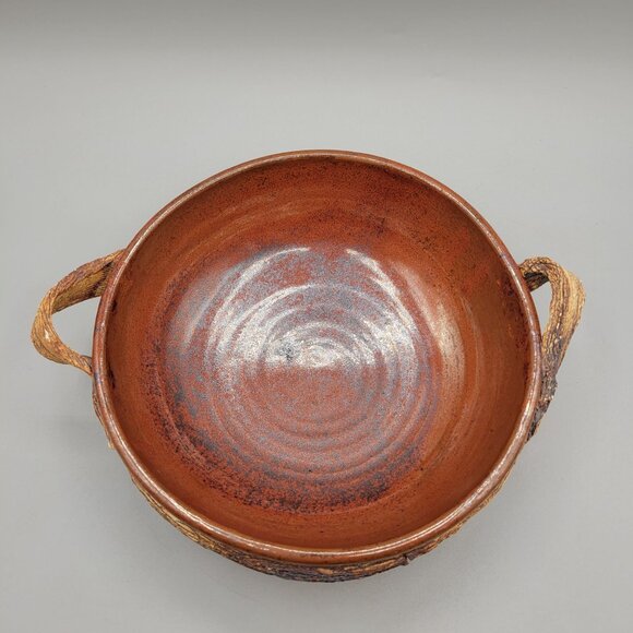 Handcrafted Ceramic Serving Bowl With Rustic Handles - Picture 3 of 10